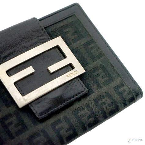 Portafoglio Fendi vintage tela monogram grigio scuro 